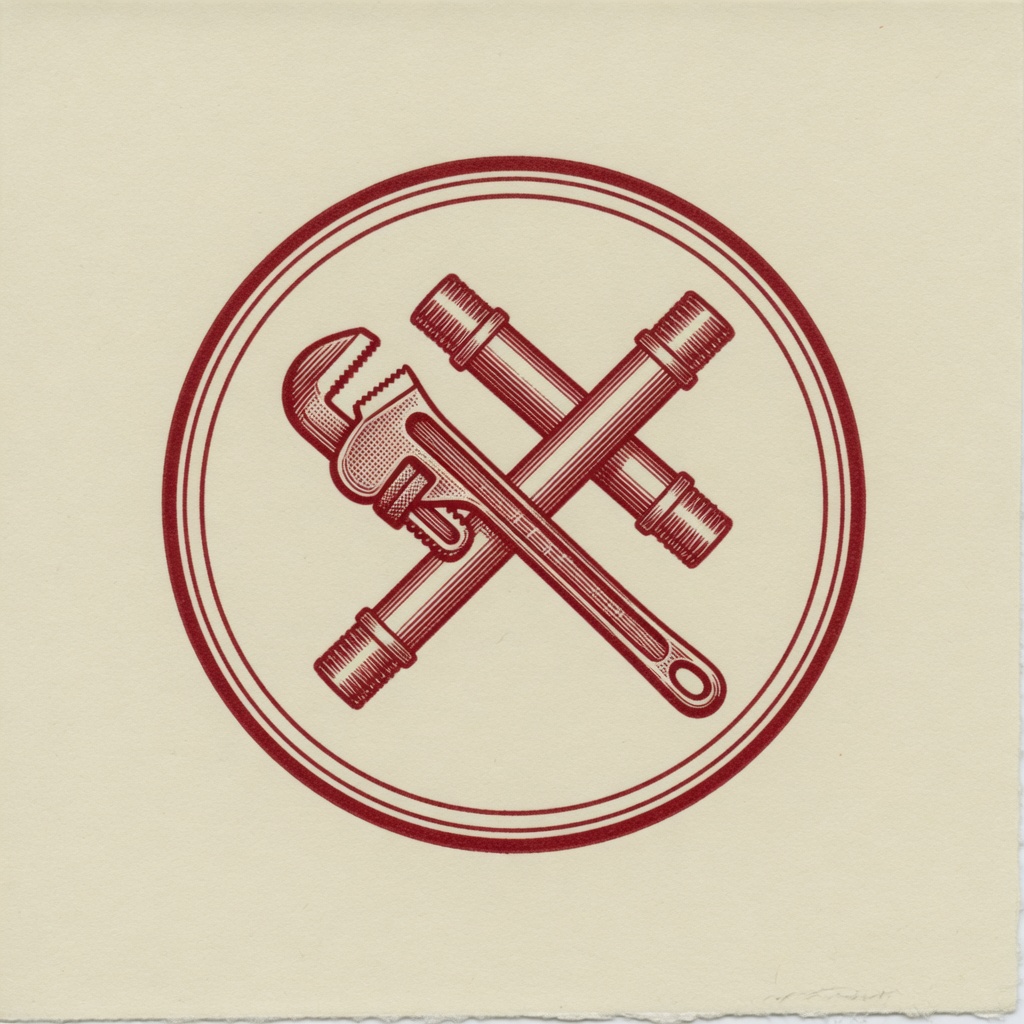 Snyder’s Plumbing shop seal — pipe wrench and copper pipe